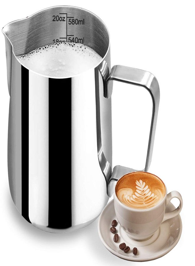 DEEMTON Milk Frothing Pitcher, Stainless Steel Latte Art Creamer Cup The Best Milk Frother Steamer Cup Stainless Steel Coffee Milk Frothing Cup,Coffee Steaming Pitcher 20oz/500ml (20 oz) - Image 1