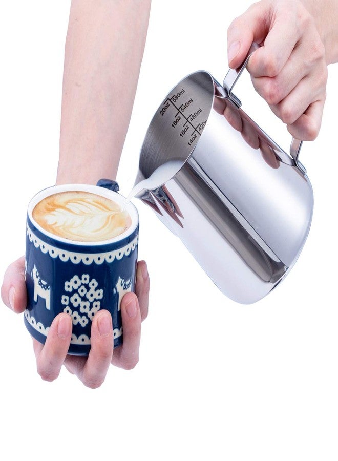 DEEMTON Milk Frothing Pitcher, Stainless Steel Latte Art Creamer Cup The Best Milk Frother Steamer Cup Stainless Steel Coffee Milk Frothing Cup,Coffee Steaming Pitcher 20oz/500ml (20 oz) - Image 2