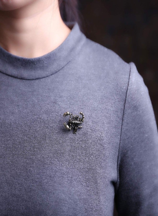 AILUOR دبوس بروش عقرب عتيق، دبوس بروش زينة حيوانات أيلور، هدية مجوهرات كوكبة للعطور للرجال (أسود) - Image 3