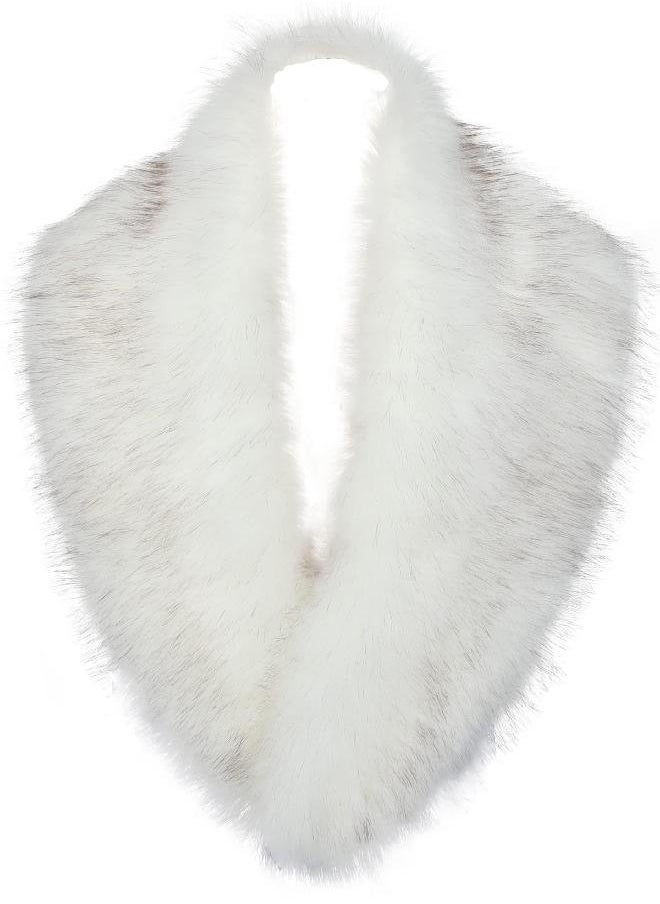 LA CARRIE LA CARRIE Women's Faux Fur Collar Scarf Wrap Shawl Cold Winter Warmer(White)  - Image 1
