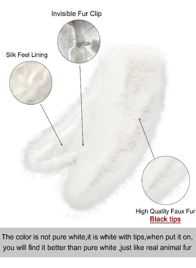 LA CARRIE LA CARRIE Women's Faux Fur Collar Scarf Wrap Shawl Cold Winter Warmer(White)  - Image 2
