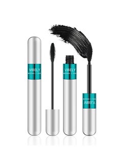 Vibely 2 in 1 Mascara 5x Longer Waterproof Lash Cosmetics Natural Lengthening and Thickening Effect No Clumping Superstrong Magic 4d Silk Fiber for Vibely Mascara Makeup 