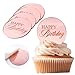 Wolpark 20pcs Pink Mirror Acrylic Cupcake Toppers Acrylic Engraved Cake Picks Cupcake Disc Happy Birthday Cake Decoration Flower Decor Round Shape for Mothers Day Princess Theme Party Supplies - Image 2