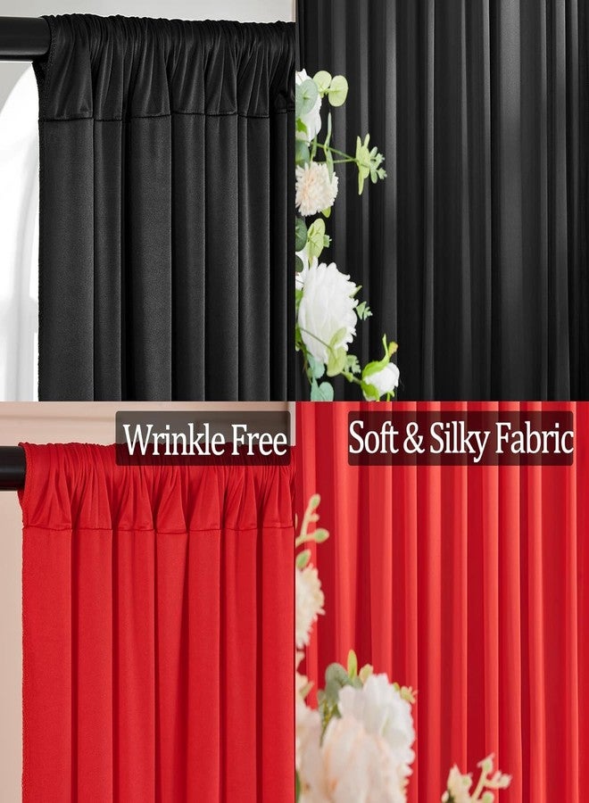 Htper 10x10ft Black Backdrop Curtains and Red Backdrop Curtains Panels, Black and Red Backdrop Drapes for Party Home Decoration Supplies, 4 Panels * 2.5x10FT - Image 4