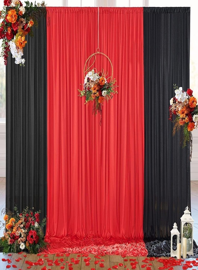 Htper 10x10ft Black Backdrop Curtains and Red Backdrop Curtains Panels, Black and Red Backdrop Drapes for Party Home Decoration Supplies, 4 Panels * 2.5x10FT - Image 5
