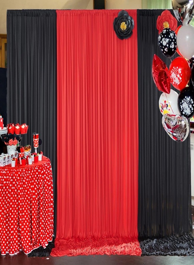 Htper 10x10ft Black Backdrop Curtains and Red Backdrop Curtains Panels, Black and Red Backdrop Drapes for Party Home Decoration Supplies, 4 Panels * 2.5x10FT - Image 3