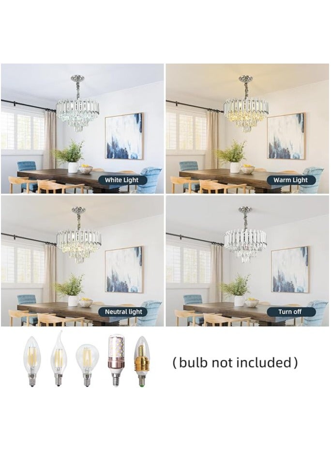 Modern Crystal Chandeliers Chrome Chandelier Round Crystal Pendant Light 3-Tier Modern Chandelier Ceiling Lights for Dining Room Living Room Bedroom 500mm Size (Bulb Not Included)  - Image 2
