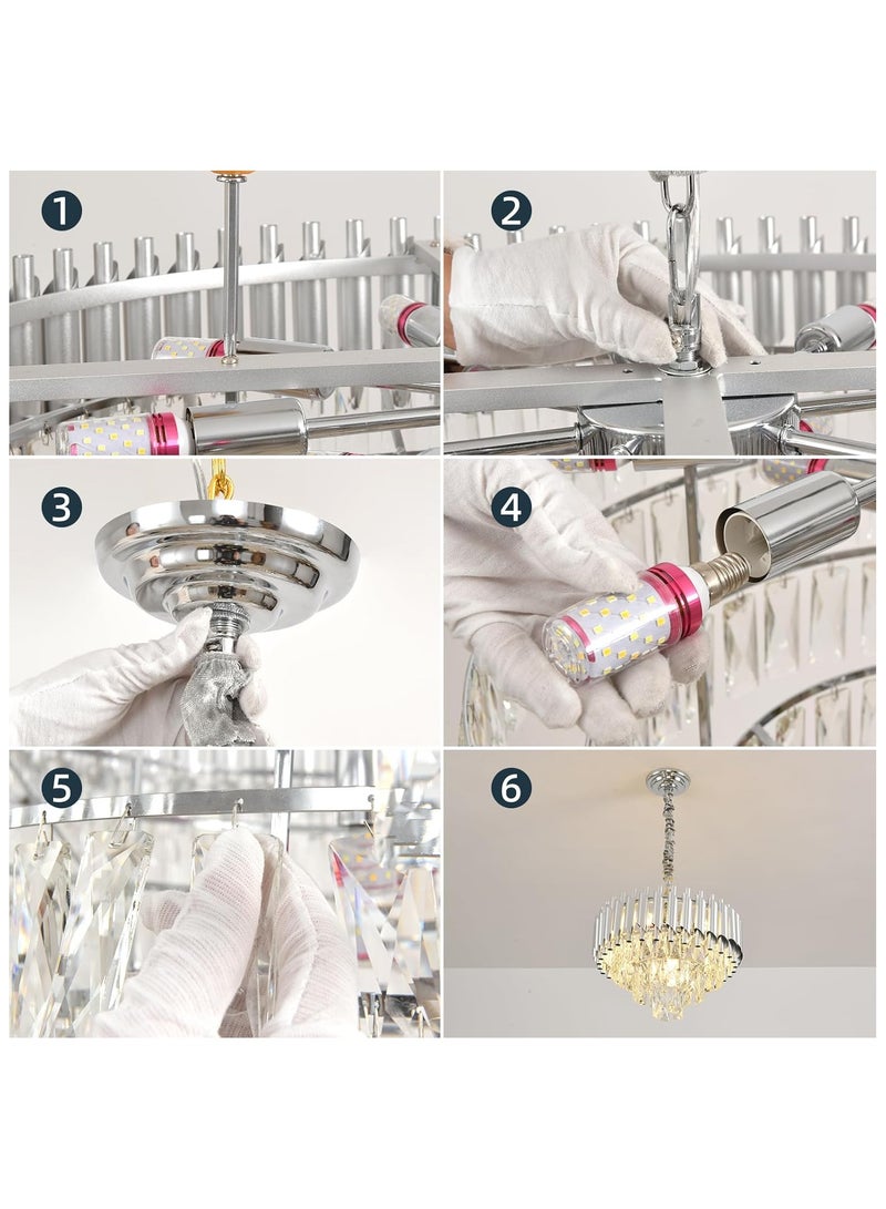 Modern Crystal Chandeliers Chrome Chandelier Round Crystal Pendant Light 3-Tier Modern Chandelier Ceiling Lights for Dining Room Living Room Bedroom 500mm Size (Bulb Not Included)  - Image 3