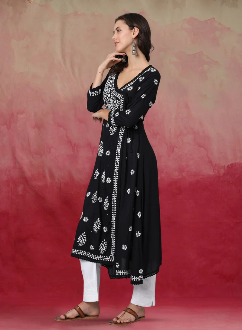 Alaya Women Hand Embroidered Chikankari Cotton Kurta-AL3890