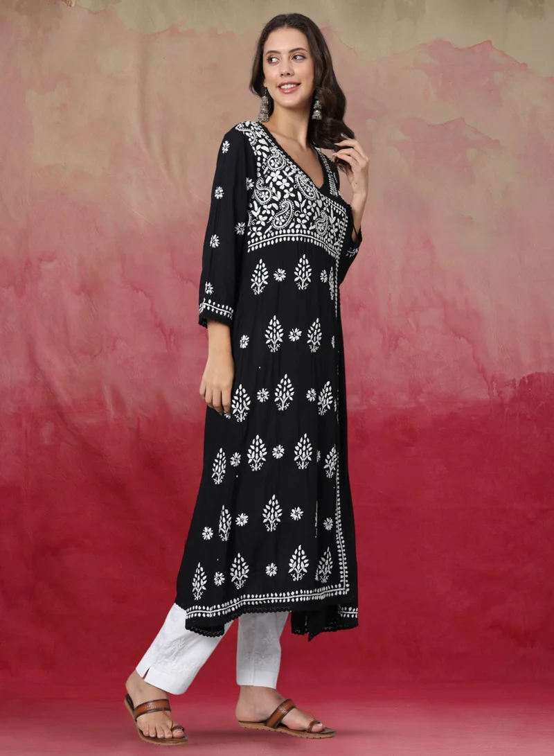 Alaya Women Hand Embroidered Chikankari Cotton Kurta-AL3890