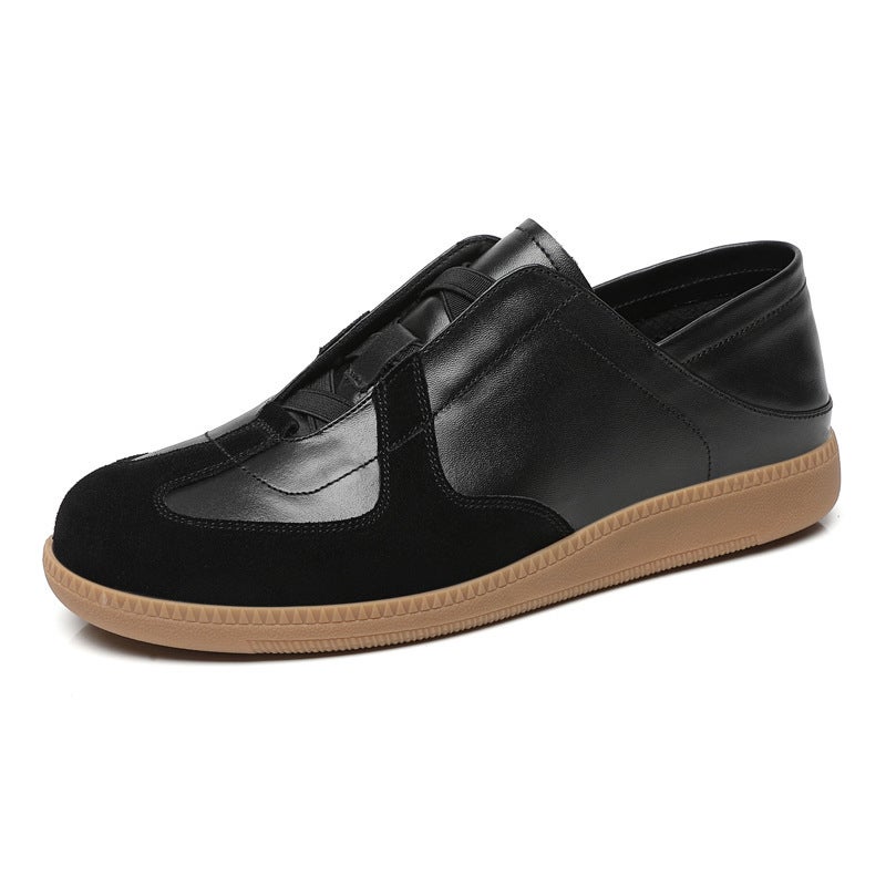 First-Layer Cowhide White Shoes for Men, Fashionable and Casual Slip-On Men''s Sneakers, Lightweight Flat-Soled Sports Shoes, Moral Training Shoes - Image 1