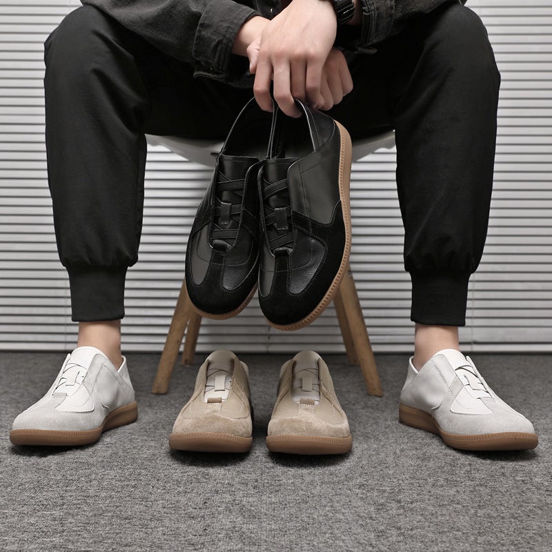 First-Layer Cowhide White Shoes for Men, Fashionable and Casual Slip-On Men''s Sneakers, Lightweight Flat-Soled Sports Shoes, Moral Training Shoes - Image 4