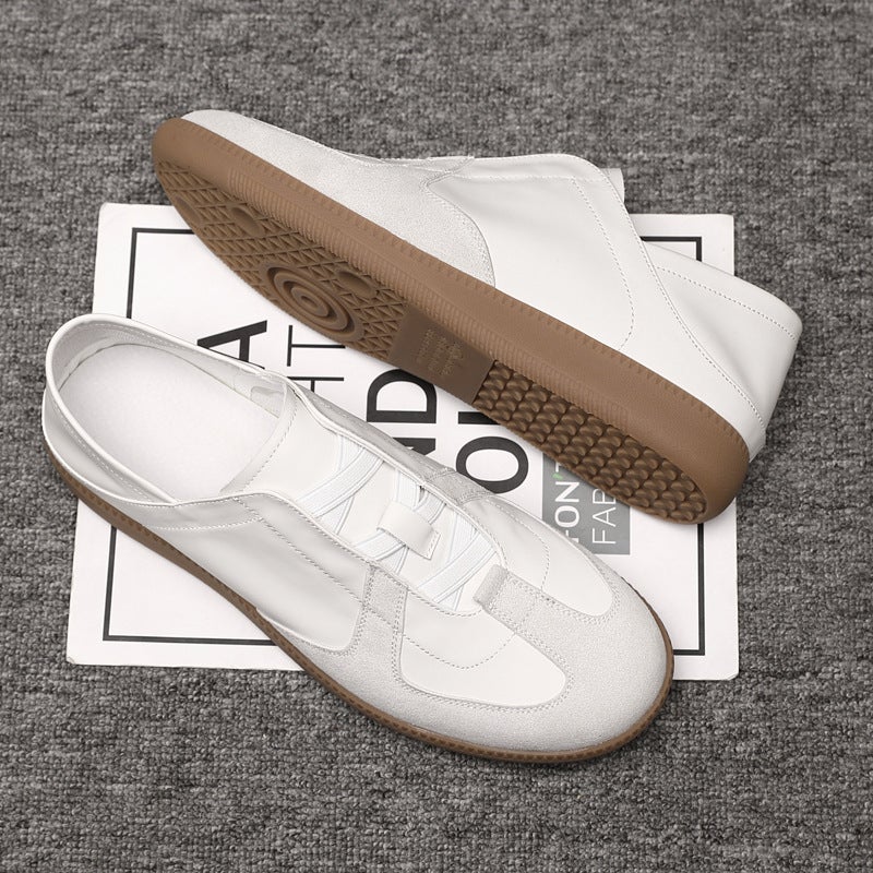 First-Layer Cowhide White Shoes for Men, Fashionable and Casual Slip-On Men''s Sneakers, Lightweight Flat-Soled Sports Shoes, Moral Training Shoes - Image 3