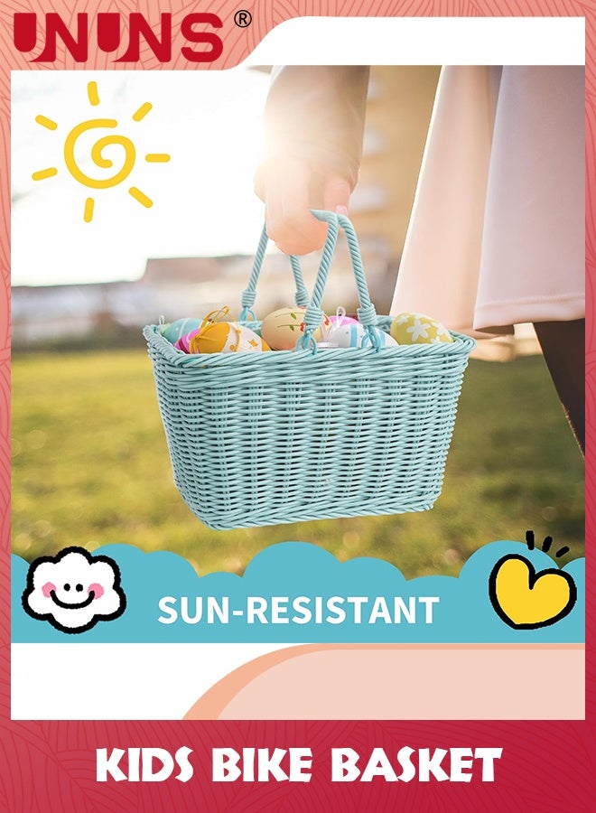 يو إن يو إن أس Kids Bike Basket,Front Bicycle Baskets For Kids,Small Wicker Basket Boys and Girls,Toddler Scooter Handlebar Basket,25x14cm,Blue - Image 5