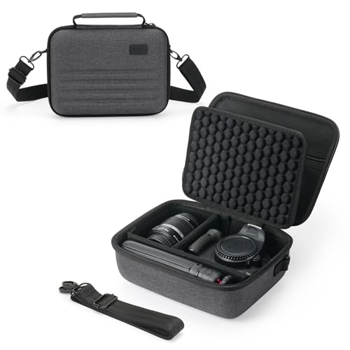 SQERO Camera Case for Canon EOS Rebel T7/R50/R100/R6 Mark II/Sony Alpha 7 IV/Alpha a6400 DSLR SLR Mirrorless Camera, Anti-Shock Dot Protection, with 6 SD Card Slots, 2 Dividers and Shoulder Strap - Image 1