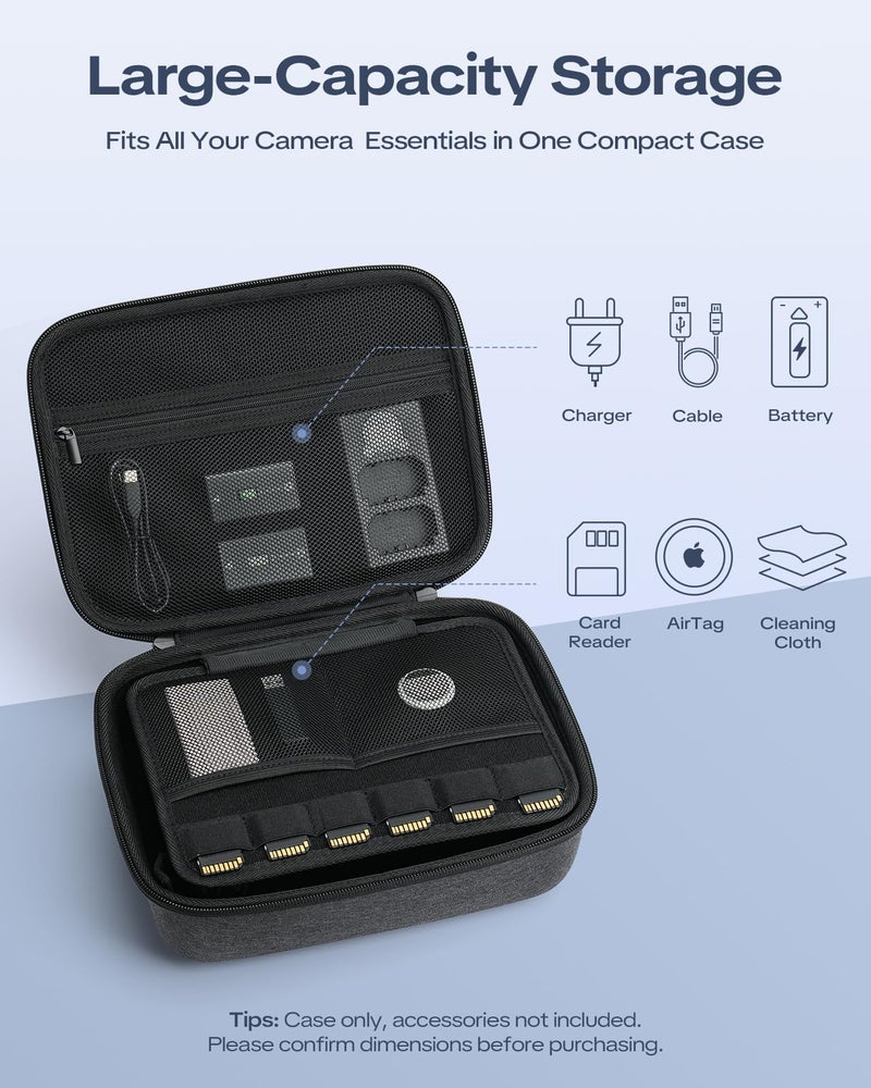 SQERO Camera Case for Canon EOS Rebel T7/R50/R100/R6 Mark II/Sony Alpha 7 IV/Alpha a6400 DSLR SLR Mirrorless Camera, Anti-Shock Dot Protection, with 6 SD Card Slots, 2 Dividers and Shoulder Strap - Image 5