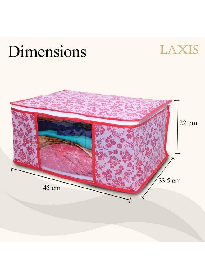 LAXIS HOMFIL Brand - LAXIS Saree Covers With Zip Non-Woven Printed Saree Cover/Saree Organizer For Wardrobe/Cloth Storage With Transparent Window/Saree Bags Storage/Clothes Organizer (Peach- Pack of 12) - Image 2
