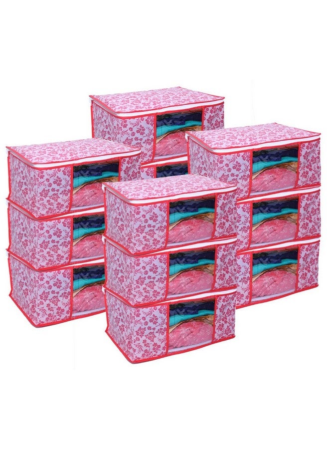 LAXIS HOMFIL Brand - LAXIS Saree Covers With Zip Non-Woven Printed Saree Cover/Saree Organizer For Wardrobe/Cloth Storage With Transparent Window/Saree Bags Storage/Clothes Organizer (Peach- Pack of 12) - Image 1