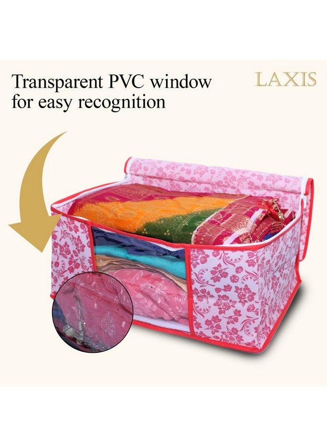 LAXIS HOMFIL Brand - LAXIS Saree Covers With Zip Non-Woven Printed Saree Cover/Saree Organizer For Wardrobe/Cloth Storage With Transparent Window/Saree Bags Storage/Clothes Organizer (Peach- Pack of 12) - Image 5
