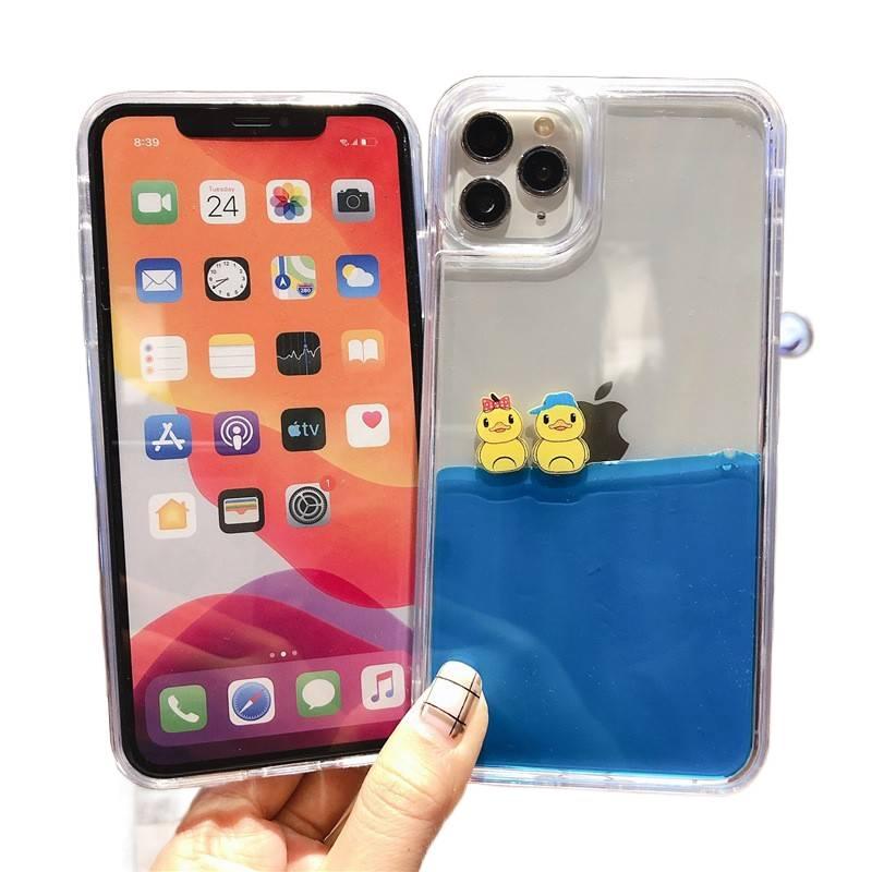 غطاء واقي | تصميم كرتوني | Three Ducks TPU | تأثير الرمال المتحركة الديناميكي | لـ iPhone 12 / 12 Pro - Image 5