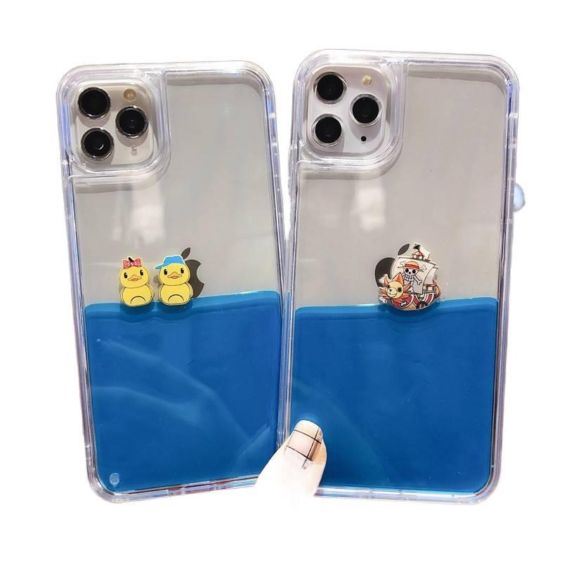 غطاء واقي | تصميم كرتوني | Three Ducks TPU | تأثير الرمال المتحركة الديناميكي | لـ iPhone 12 / 12 Pro - Image 2