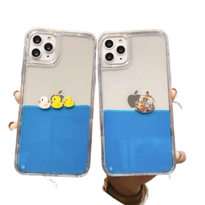 غطاء واقي | تصميم كرتوني | Three Ducks TPU | تأثير الرمال المتحركة الديناميكي | لـ iPhone 12 / 12 Pro - Image 3