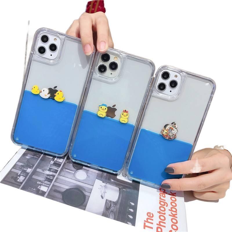 غطاء واقي | تصميم كرتوني | Three Ducks TPU | تأثير الرمال المتحركة الديناميكي | لـ iPhone 12 / 12 Pro - Image 4