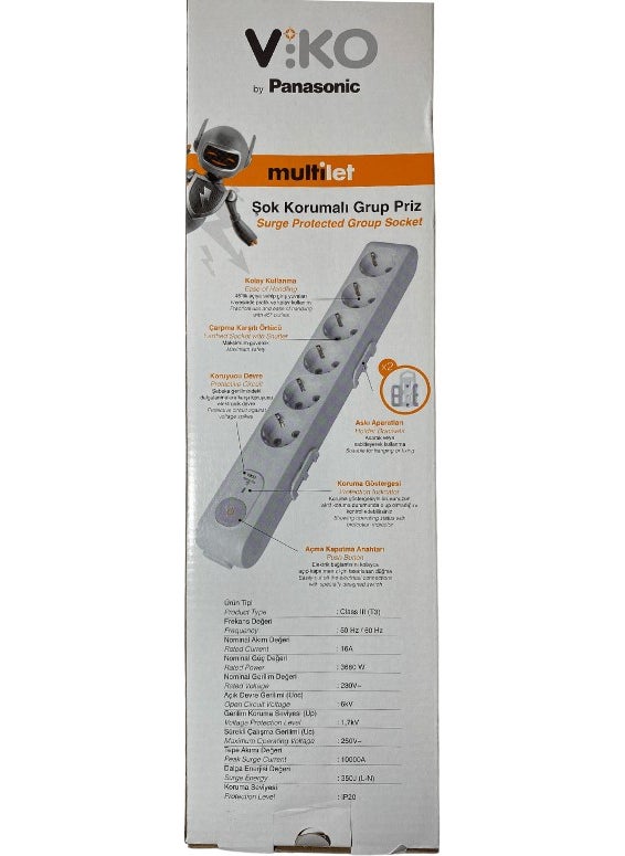 Viko 6-Plug Surge Protected Child Protected Switch Socket (2 Pieces)  - Image 2