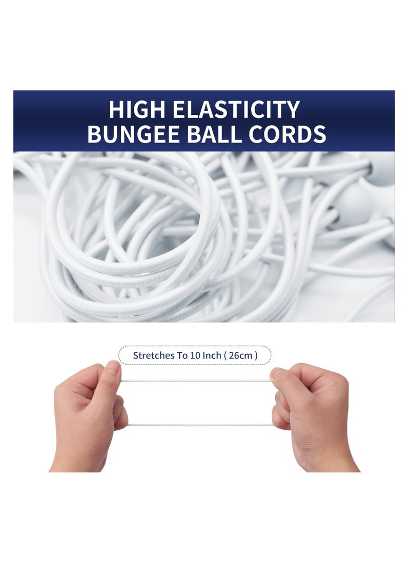 50 Pcs Tarpaulin Bungee Balls, 6in Heavy Duty UV Resistant Tarp Bungee Cord with Balls, Elastic Ties Bungee Strap Ties Balls for Tarpaulin, Banner, Camping, Tent, Flag Poles(White)  - Image 3
