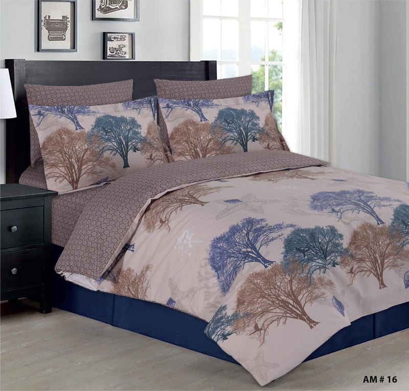 Amali  6 Pieces Bedsheet Set King Size (200 x 200+35cm) Polycotton Including 1 Duvet Cover 1 Fitted Sheet 2 Oxford & 2 Standard Pillowcases Durable & LongLasting Quality - Image 1