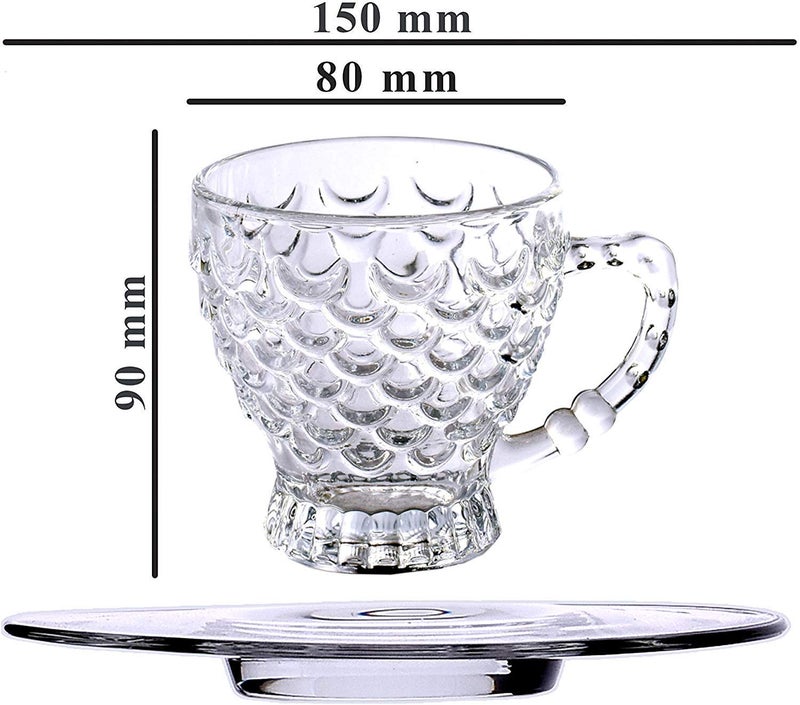 OANGO Crystal Bubble Glass Tea and Coffee Cup 210 ml 6 Clear - Image 2