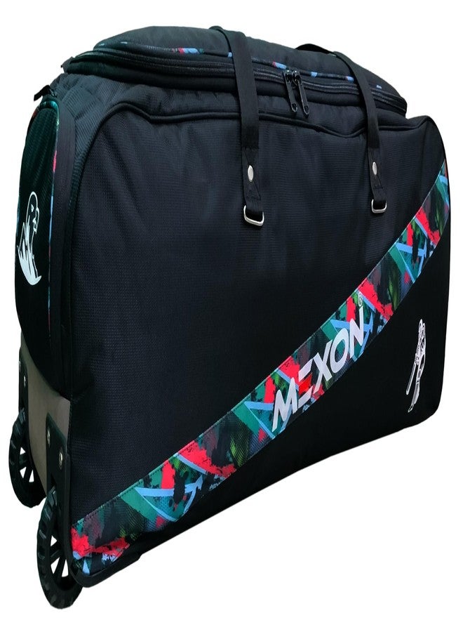 MEXON Professional Cricket Kit Bag with Tractor Wheels | Fully Padded (Black/Multicolor) - Image 1