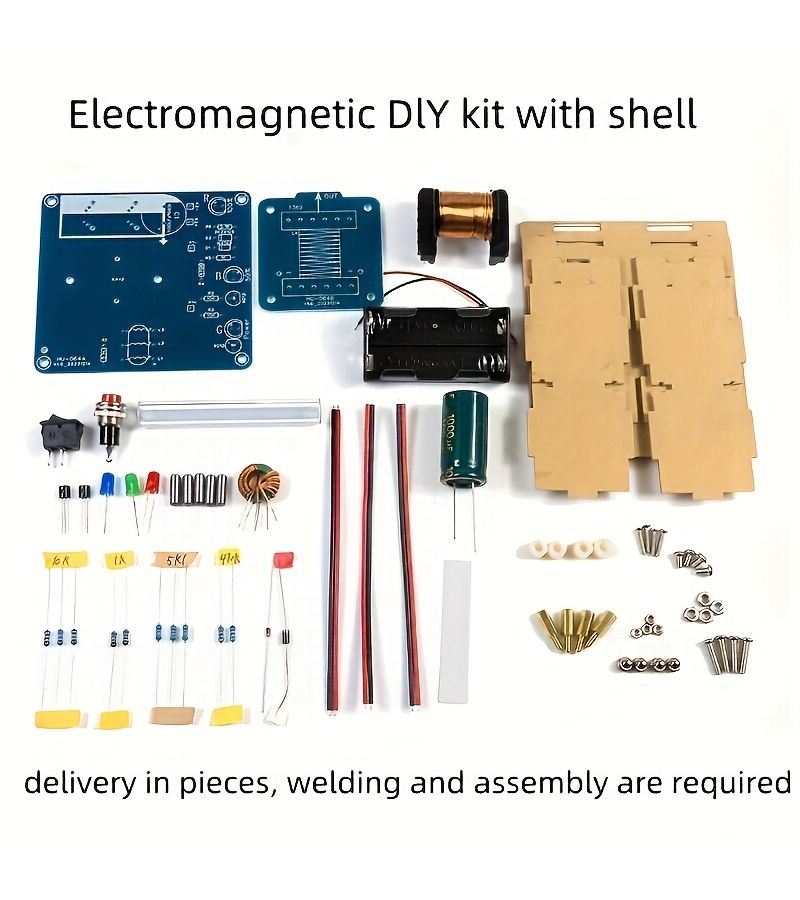 طقم DIY للمدفع الكهرومغناطيسي عالي الجهد، مجموعة تعلم الإلكترونيات، لوحة دوائر كهربائية قابلة للبناء لتجارب علمية للطلاب والهواة - Image 5