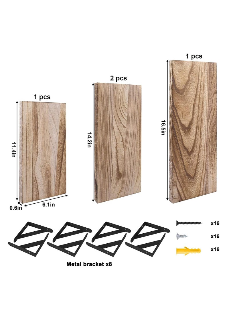 MIXDE Floating Shelves Wall Mounted Set of 4, Rustic Wood Wall Storage Shelves for Bedroom, Living Room, Bathroom, Kitchen, Office and More - Image 3