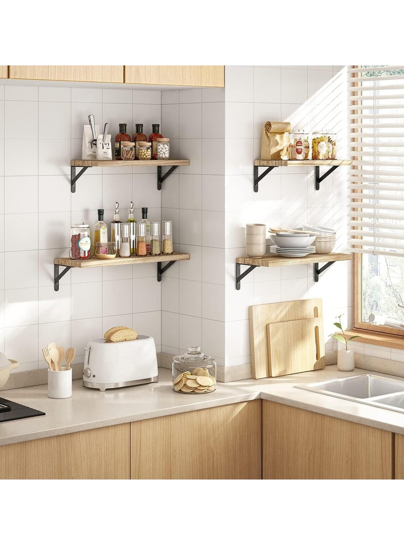 MIXDE Floating Shelves Wall Mounted Set of 4, Rustic Wood Wall Storage Shelves for Bedroom, Living Room, Bathroom, Kitchen, Office and More - Image 5