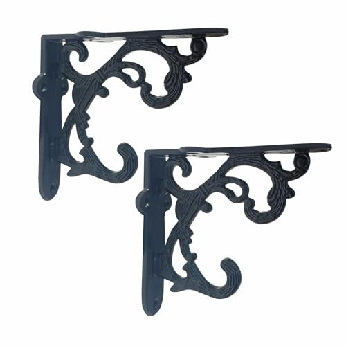 GHAR DWAR Metal Handcrafted Shelf Bracket for Floating Shelves L Angle Decorative L Shaped Corner Brace Joint Heavy Duty Wall Mounted Shelf Supporter Corner Brace Holder (Pack of 4, Black) - Image 5