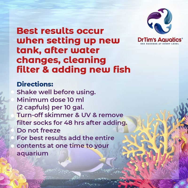 DrTim's Aquatics Reef One & Only Nitrifying Bacteria – For Reef, Nano and Seahorse Aquaria, New Fish Tanks, Aquariums, Disease Treatment – H20 Pure Fish Tank Cleaner – Removes Toxins – 16 Oz. (403) - Image 4
