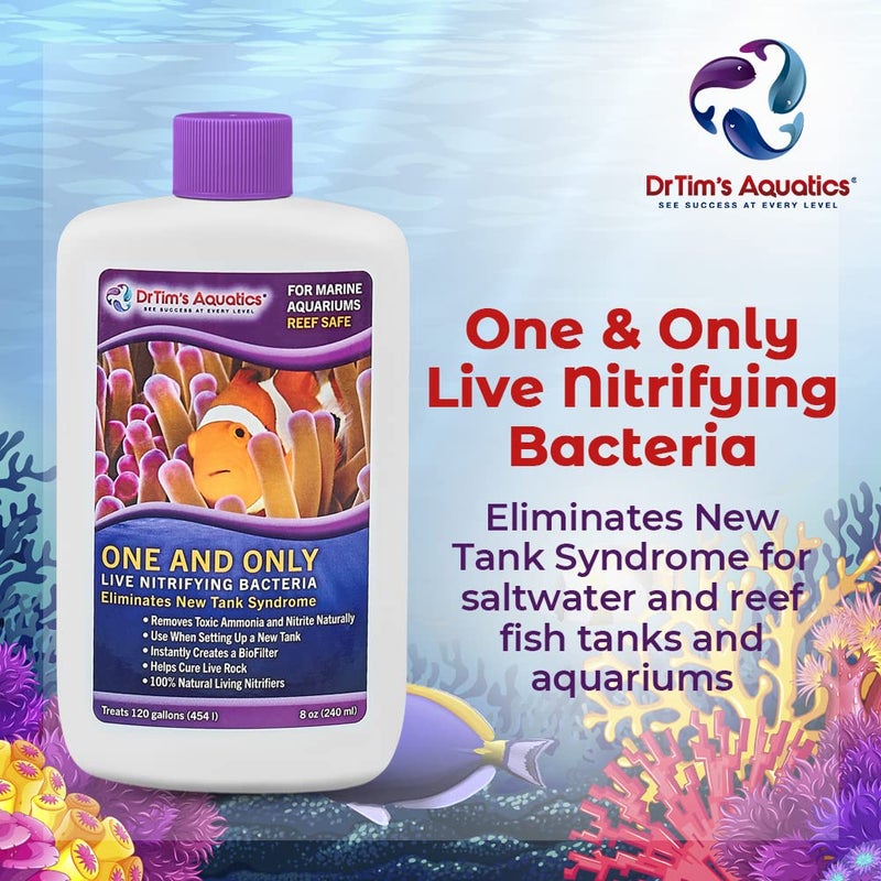 DrTim's Aquatics Reef One & Only Nitrifying Bacteria – For Reef, Nano and Seahorse Aquaria, New Fish Tanks, Aquariums, Disease Treatment – H20 Pure Fish Tank Cleaner – Removes Toxins – 16 Oz. (403) - Image 2