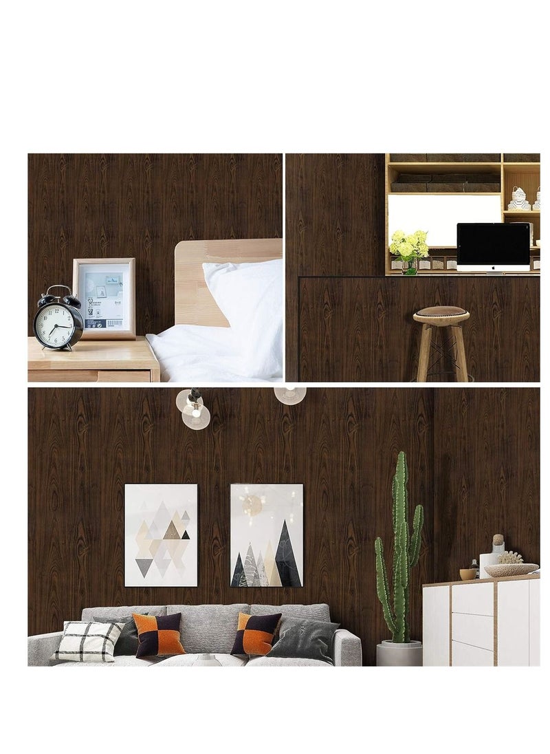 Generic - Wood Grain Wallpaper Brown Wood Contact Paper Wood Peel and Stick Wallpaper Vinyl Self Adhesive Thick Wallpaper 45*100CM - Image 1