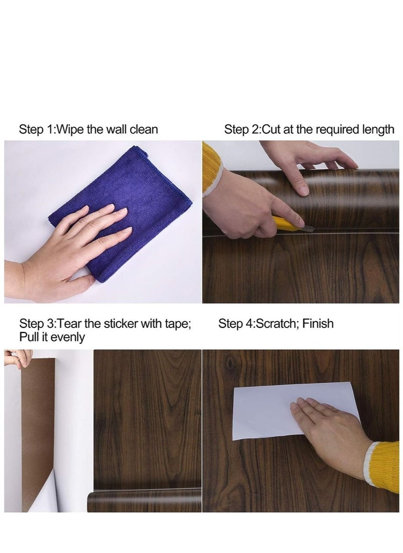 Generic - Wood Grain Wallpaper Brown Wood Contact Paper Wood Peel and Stick Wallpaper Vinyl Self Adhesive Thick Wallpaper 45*100CM - Image 1
