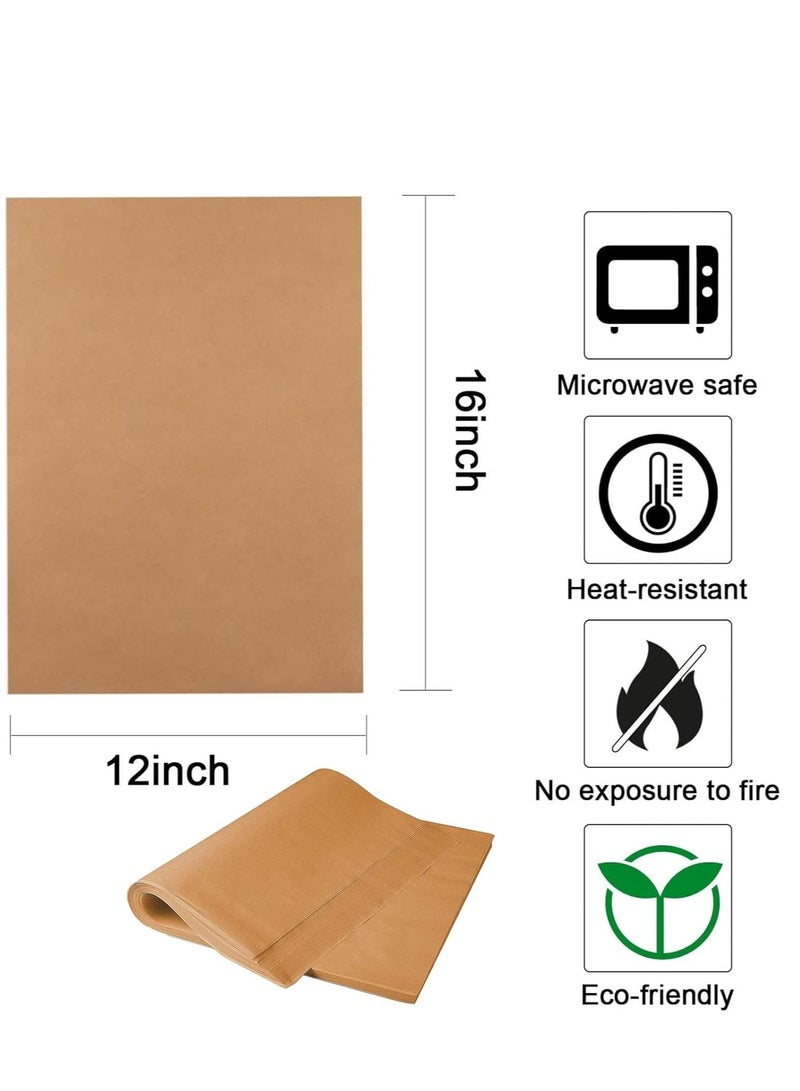 TRASSLE 200 Pcs Unbleached Brown Parchment Paper Baking Sheets, Non-Stick Precut Parchment Papers, Perfect for Baking Cookies, Bread, Meat, Pizza - Image 3