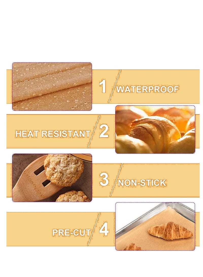 TRASSLE 200 Pcs Unbleached Brown Parchment Paper Baking Sheets, Non-Stick Precut Parchment Papers, Perfect for Baking Cookies, Bread, Meat, Pizza - Image 5