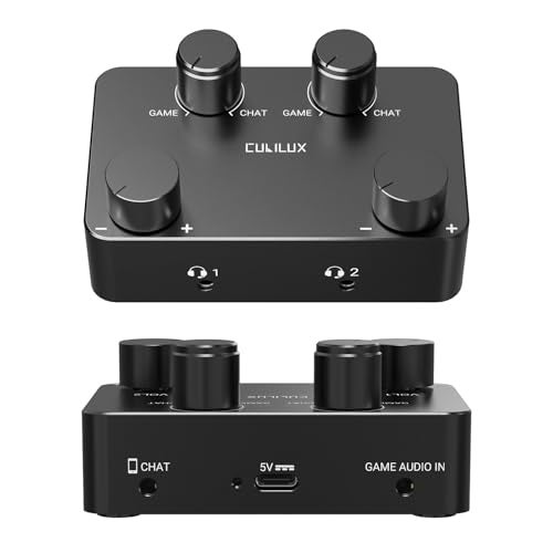 Cubilux AM-J5 Mix Amp for XBOX PC Switch, Discord Game Audio Mixer 2 In 2 Out - Mix Gameplay Audio (Gaming Console/Controller) and Voice Chat, Independent Game/Voice Balance - Image 1