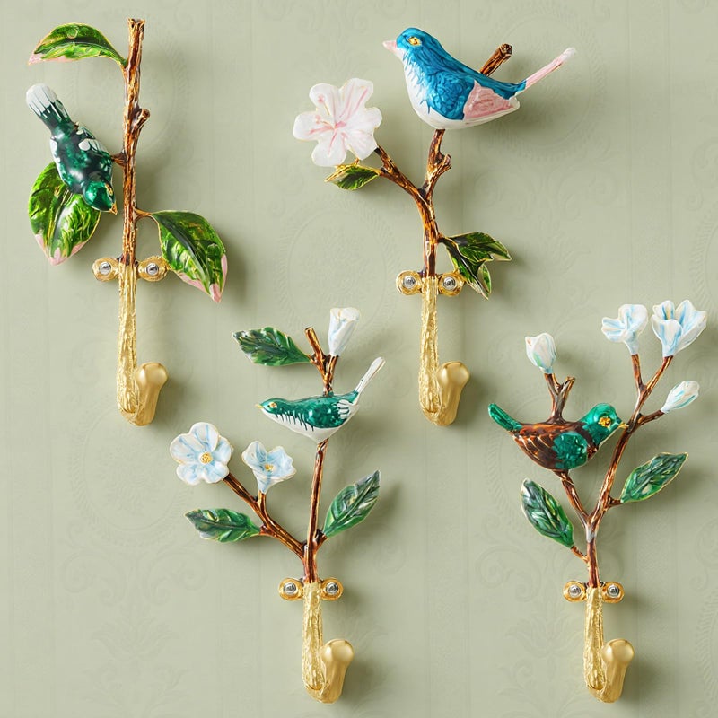 BrightRow 4 Pack Vintage Colorful Bird Hooks for Wall Decorative Coat Hooks Heavy Duty Farmhouse Wall Mounted Cast Iron Rack Hangers for Hanging Clothes Coats Towels Keys Hats(5.9 to 6.7 Inch) - Image 1