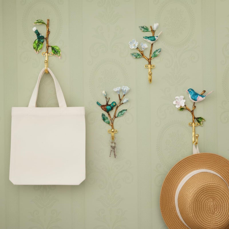 BrightRow 4 Pack Vintage Colorful Bird Hooks for Wall Decorative Coat Hooks Heavy Duty Farmhouse Wall Mounted Cast Iron Rack Hangers for Hanging Clothes Coats Towels Keys Hats(5.9 to 6.7 Inch) - Image 4