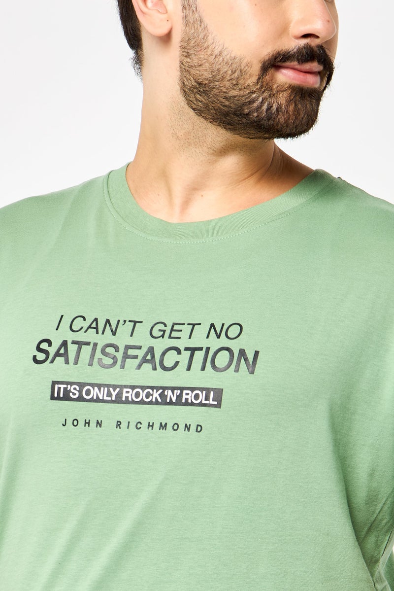 JOHN RICHMOND تي شيرت رجالي بأكمام قصيرة وياقة دائرية، طباعة جرافيك، لون ساج داكن - Image 3