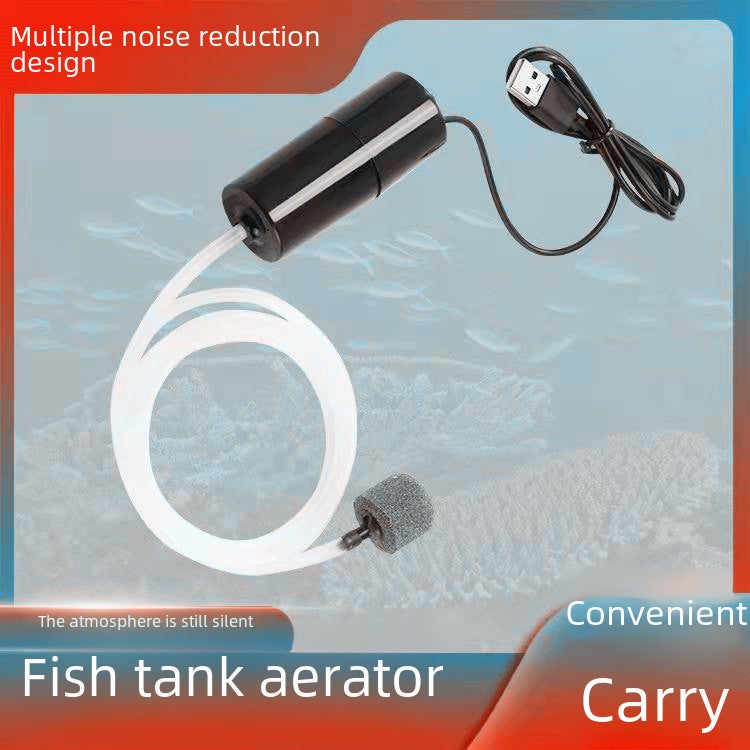 Generic Quiet Home Aquarium Oxygen Pump USB Black usb oxygen pump + gas pipe + bubble Stone 