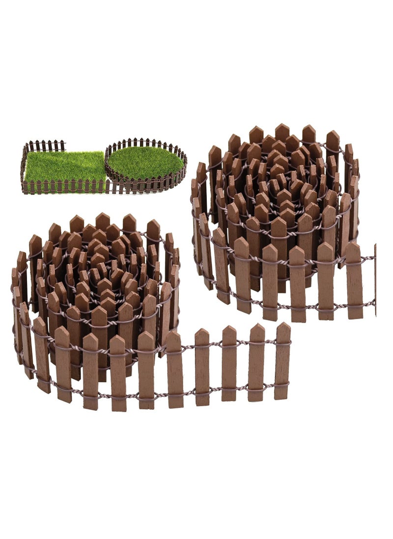 SYOSI Miniature Wooden Fence, 2 Pack 90x5 CM Small Picket Fence for Fairy Garden, Micro Landscape, Doll House, Flower Pot Decor  - Image 1