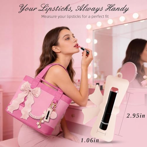 WUQID 5PCS Tote Bag Decor Kit, Decorative Bow, Bow Lipstick Holder, Flower Charm & Acrylic Chain & Pom Pom Ball Bag Charms Compatible with YETI Camino 20/35/50 Carryall, Bogg Bag Accessories for Women - Image 5