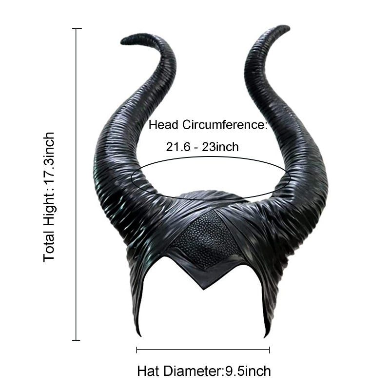 Uranshin Halloween Maleficent Horns Maleficent Costume, Black Long Women Horns Queen Horns Hat, Deluxe Magic Witch Headpiece Headdress for Women Adults - Image 2